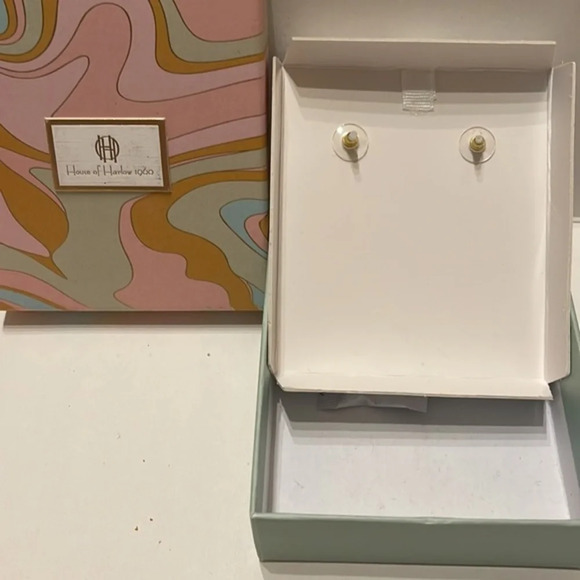 NWT House of Harlow dangling heart hoop glass stone earrings - Picture 5 of 7